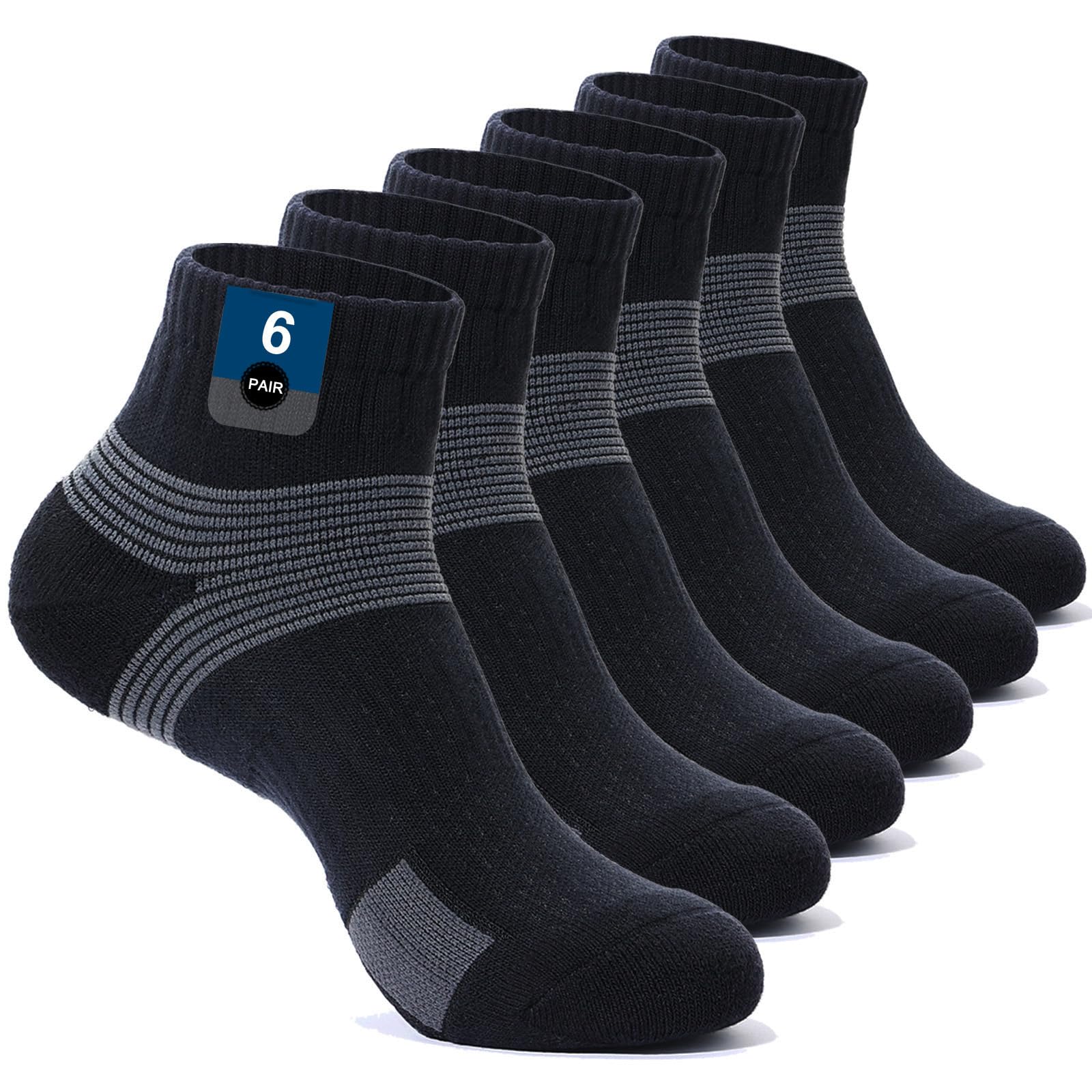 PERMANENTLY001 6 Pairs Ankle Comression Sports Socks Men Women Padded Anti-Blister Athletic Training Volleyball Badminton Running Basketball Trekking