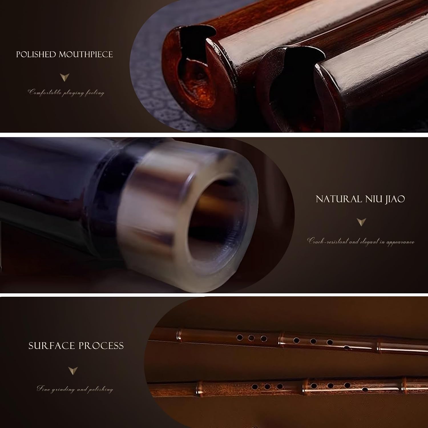 Chinese Xiao Flute, Bamboo Flutes Xiao, Chinese Instrument, Handcarved Aged Bamboo, 20-Yr Artisan Crafted, Natural Sound (E key, Right - handed,Closed - mouthpiece)