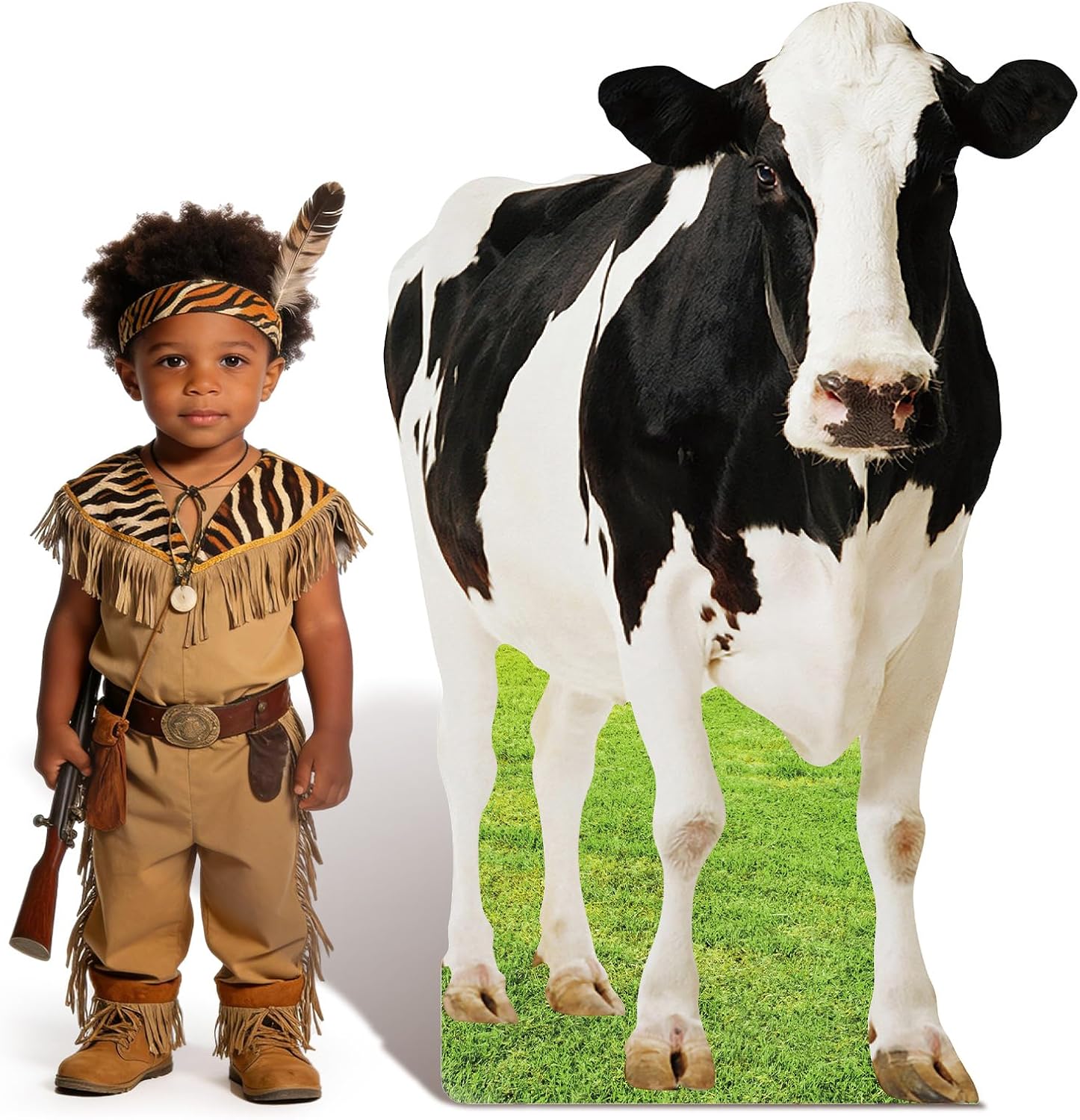 4FT Cow Cardboard Cutout Life-Size Animal Cutout Realistic Farm Animal Photo Booth Prop Decor for Parties, Farm-Themed Events, Classrooms, Birthday Decoration Supplies 29.76 x 47.24 Inches