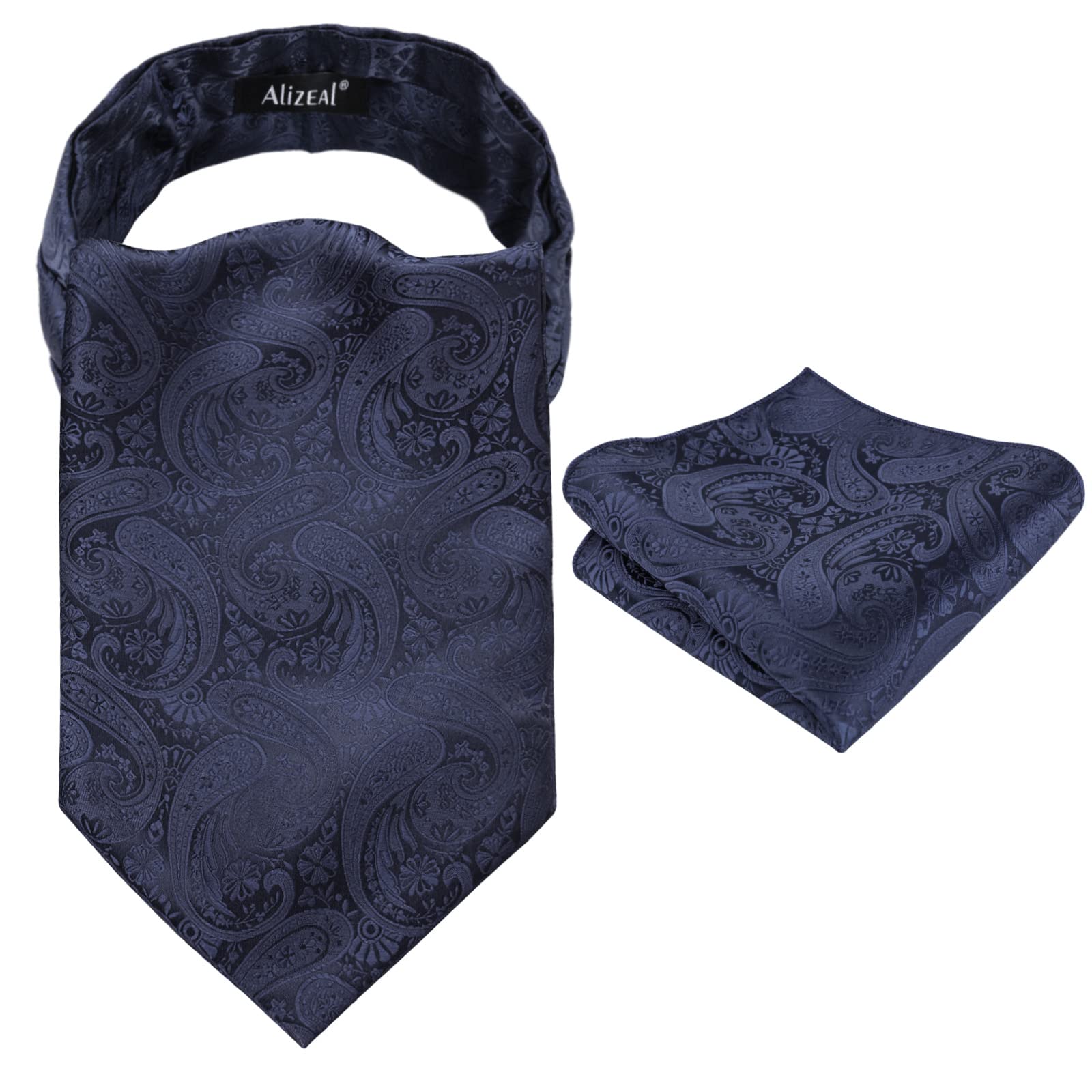 Alizeal Mens Self-tied Cravat Tie Ascot and Pocket Square Set