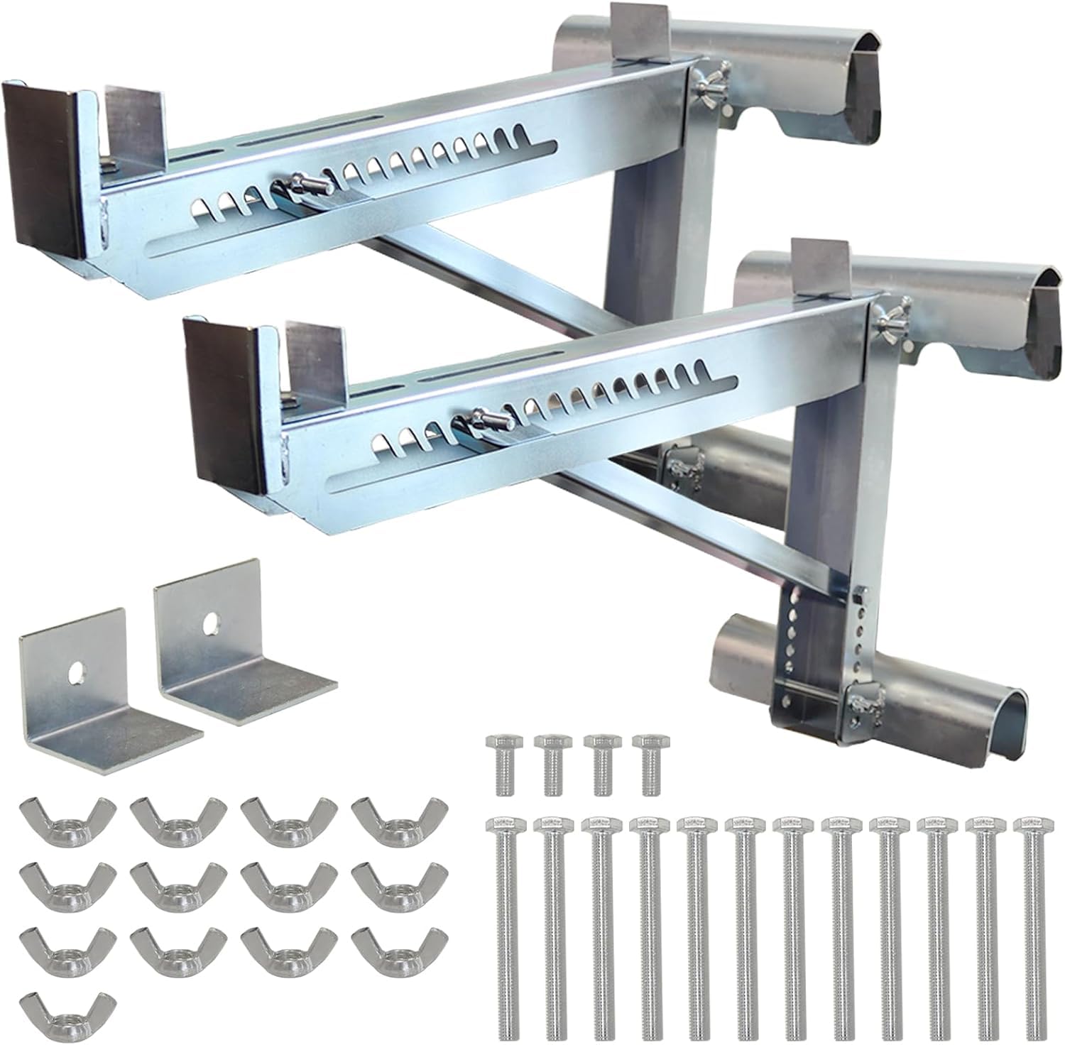 Utility JACK2-2-Pack Steel Ladder Jack Stands, Dual-Stage Short Body Telescopic Ladder Jack for Work Bench, Suitable for Platforms Less Than 20 Inches Wide