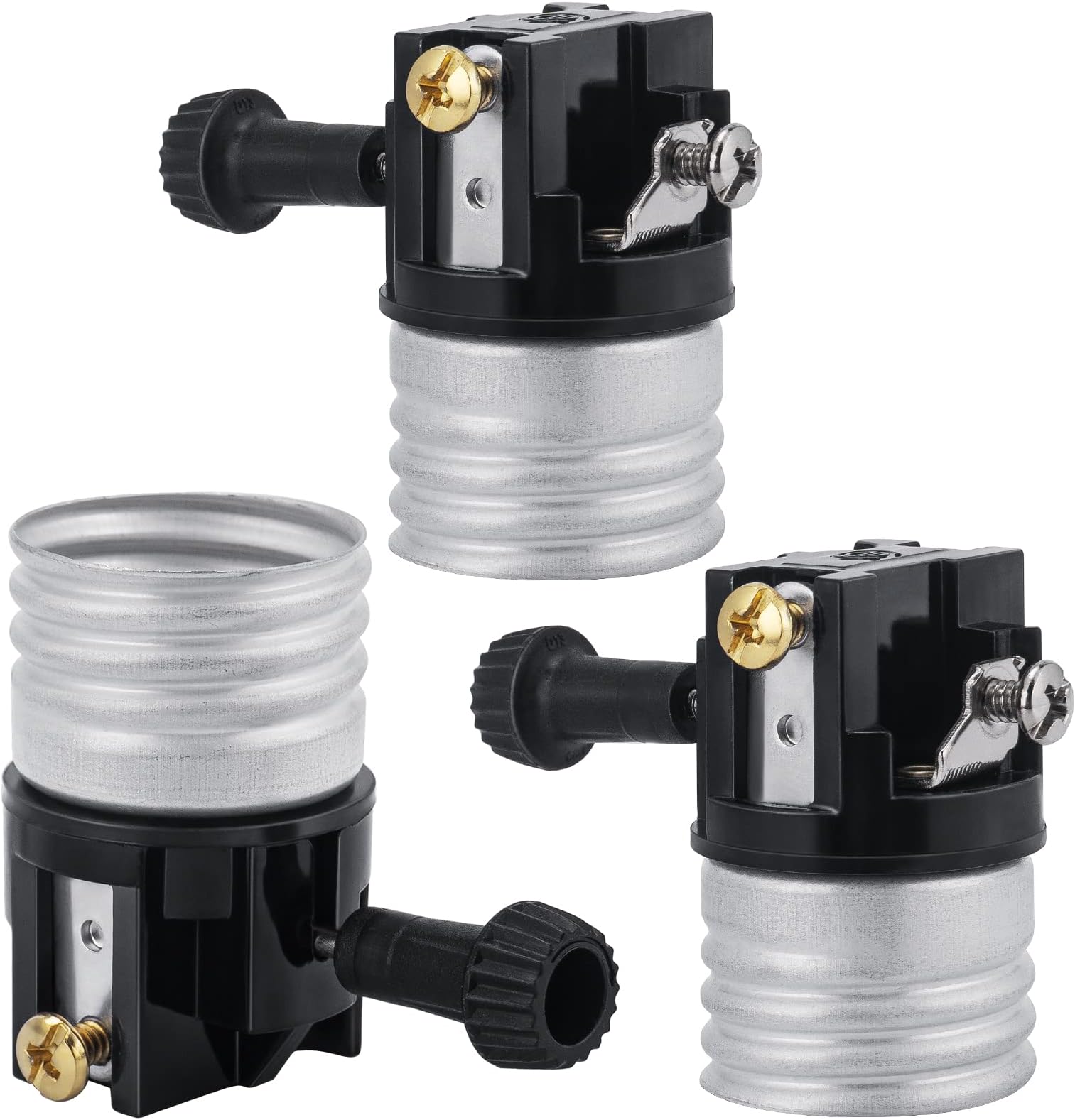 3-Way Lamp Socket Replacement, Turn Switch Knob, UL Listed, Low-Medium-High Settings, Repair Parts for Table, Floor Lamp, DIY Projects, 3 Packs