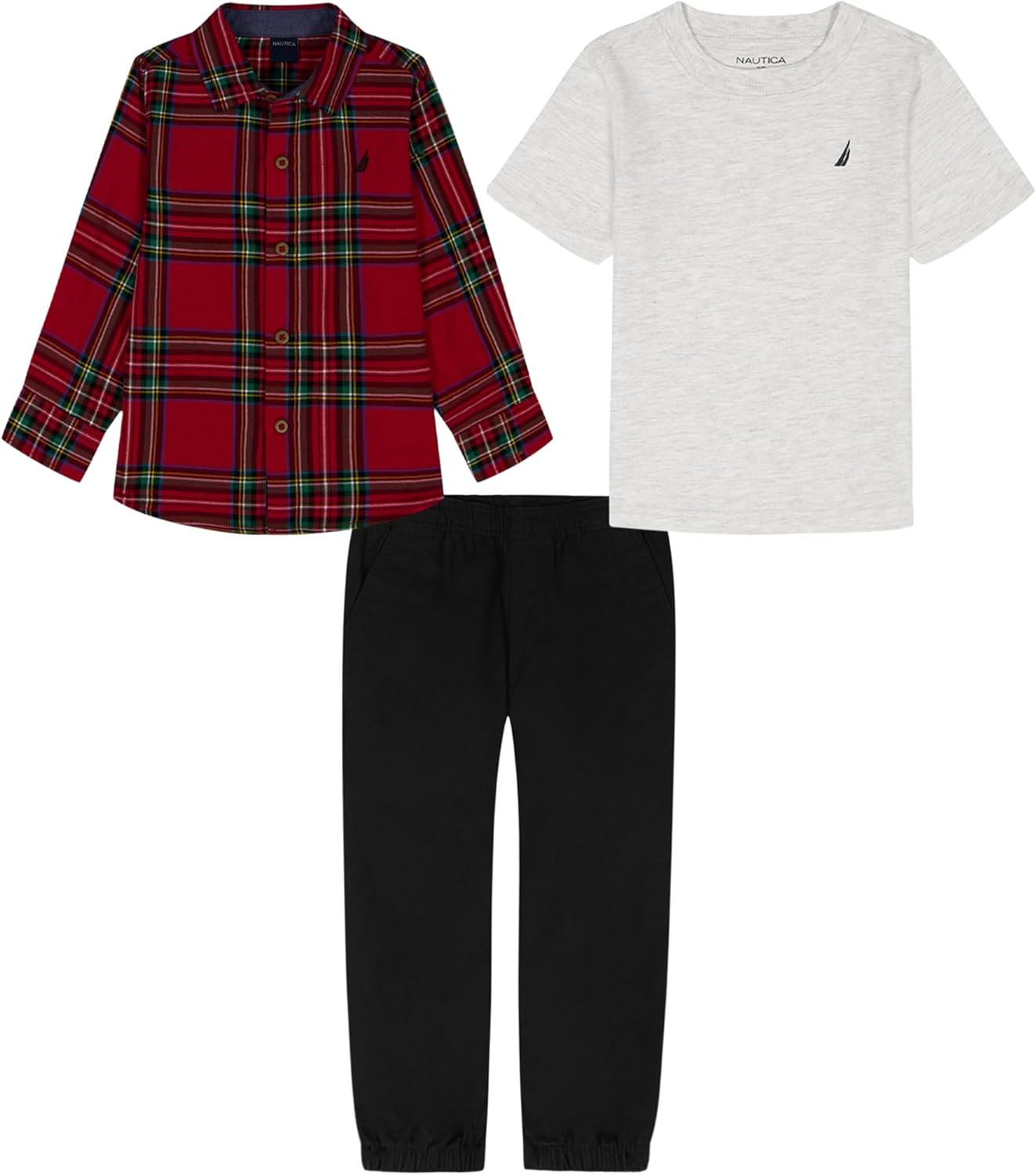 Nautica baby-boys 3pc Woven Shirt Pant Set