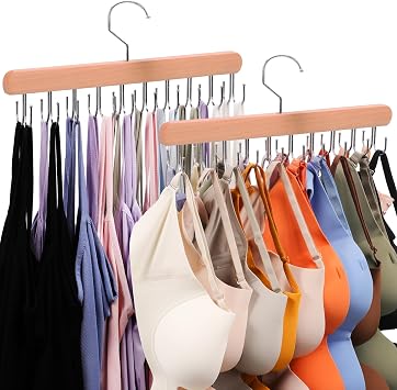 2 Pack Tank Top Hanger, Bra Hangers for Closet Organizer & Storage | Premium Bra Hanger, Tank Top hangers with 40 hooks, 360Rotating Closet Organizers and Storage Space Saving, Belt Hanger