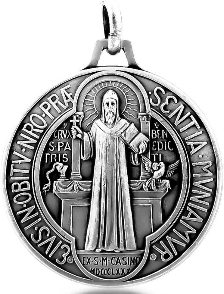 Venerare 1.5" Saint Benedict Medal Pendant | Patron Saint of Students and Europe | Great Catholic Gift for First Holy Communion and Confirmation | Made in France