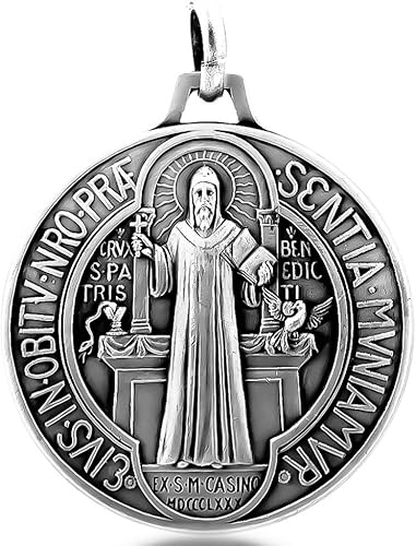 Colgante de medalla de San Benito de 1.5 pulgadas Santo patrón de los estudiantes y Europa Gran regalo católico para la primera comunión y
