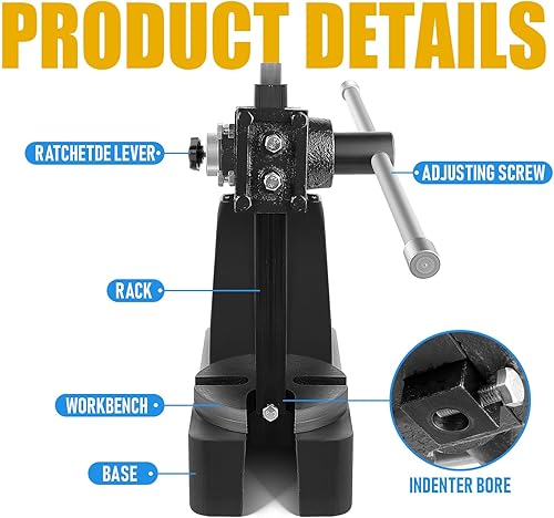 Vista 10 de RQR Prensa de eje de 1 tonelada, prensas de eje de servicio pesado, prensa manual de escritorio de hierro fundido para remachar, perforar agujeros