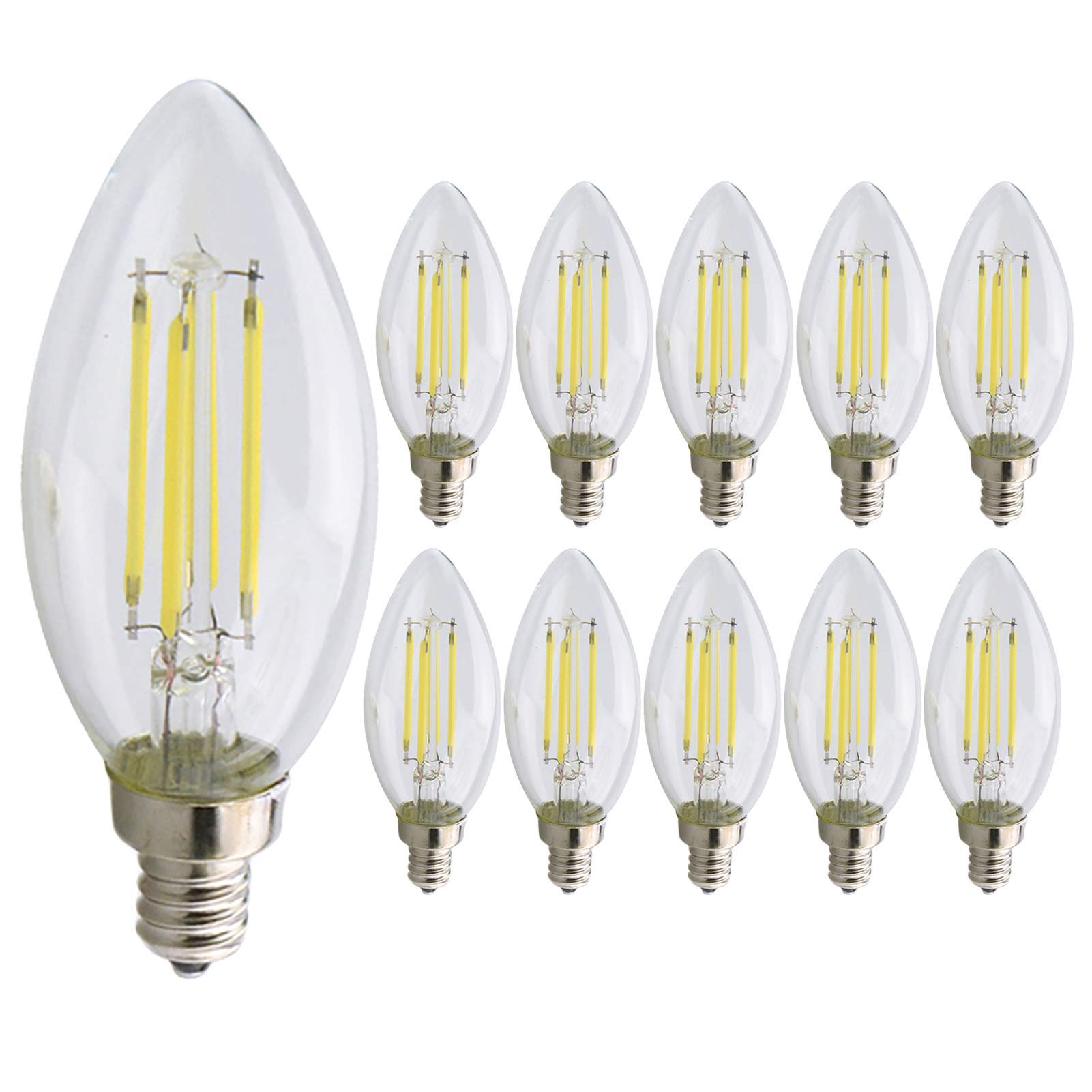 Lampadina LED a filamento a candelabro dimmerabile 4 W, decorazione base candela Lampadina C35 adatta lampadari, bianco freddo