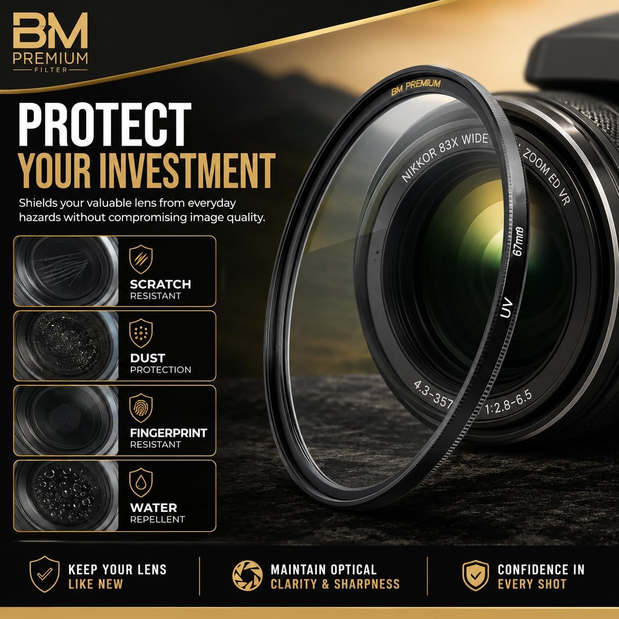 67mm UV Protection Filter for Nikon COOLPIX P900 & P950 Cameras image 2