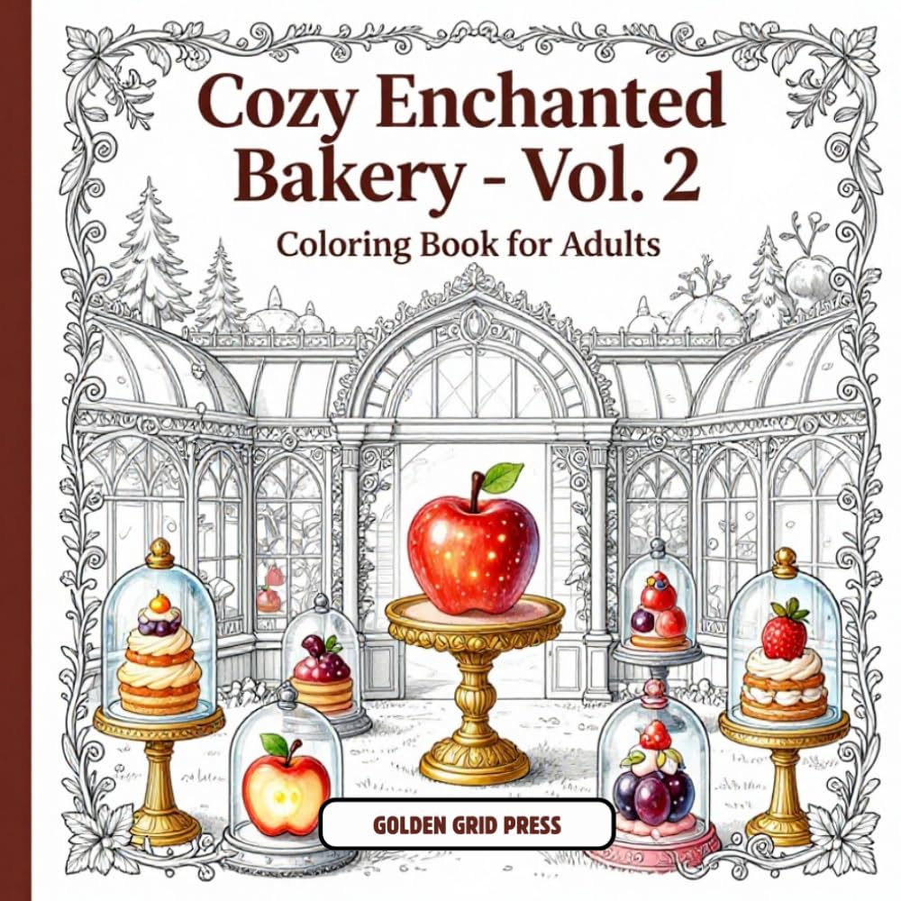 Cozy Enchanted Bakery Vol 2 Coloring Book for Adults: Relaxing Cozy Bakery Scenes & Fantasy Pastries