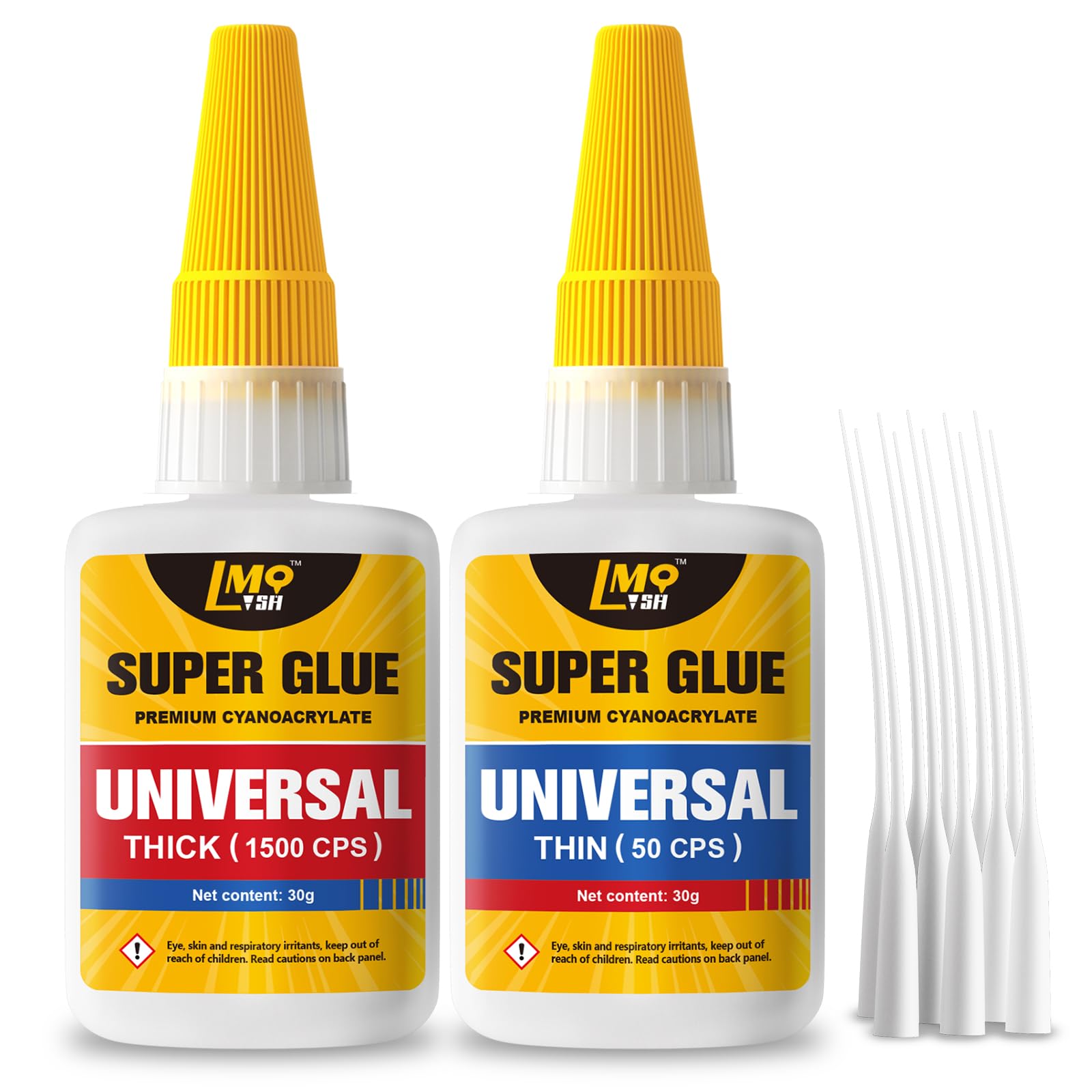 Super Glue Thin and Thick Liquid CA Glue Clear 60 Gram, All Purpose Superglue Cyanoacrylate Adhesive for Shoe Repair Ceramic Plastic Leather Glass