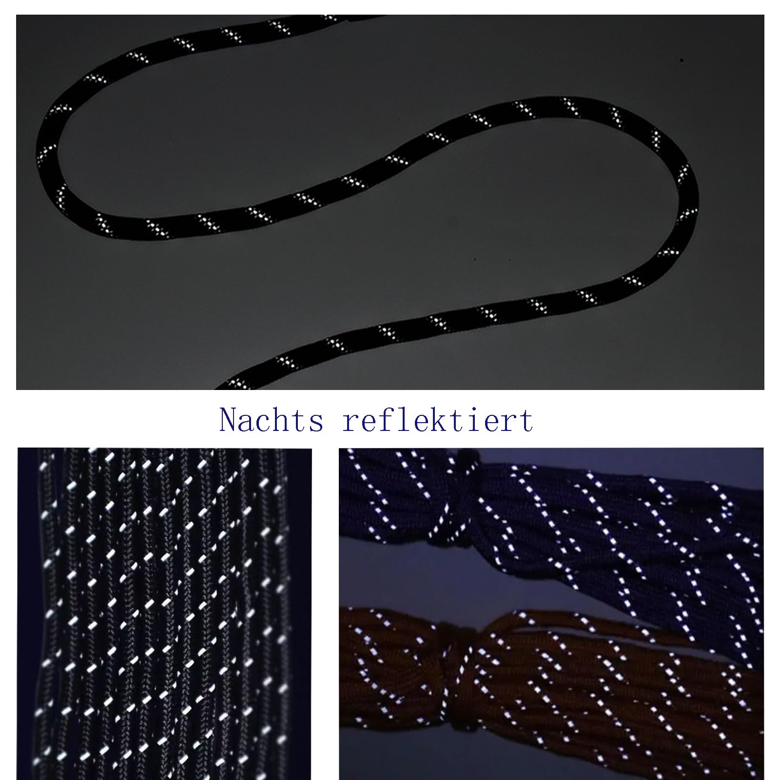 Corde de natation marine réfléchissante - 10 mm x 30 m - Pour l'agriculture, l'horticulture - Corde d'ancrage pour bateau, ancrage, camping, auvent de tente - Noir - 10 mm - 30 m