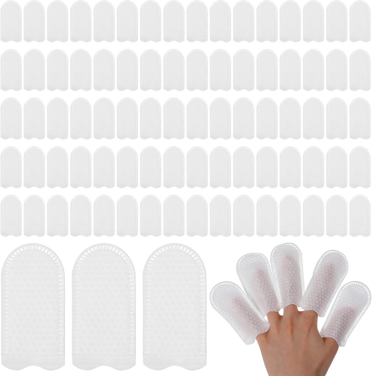 200Pcs Finger Bandages, Elastic Breathable Cotton Finger Cots, Tubular White Cotton Finger's Cots Finger' Stall for Fingers Sprains First Aid Scald Protection Gardening Work