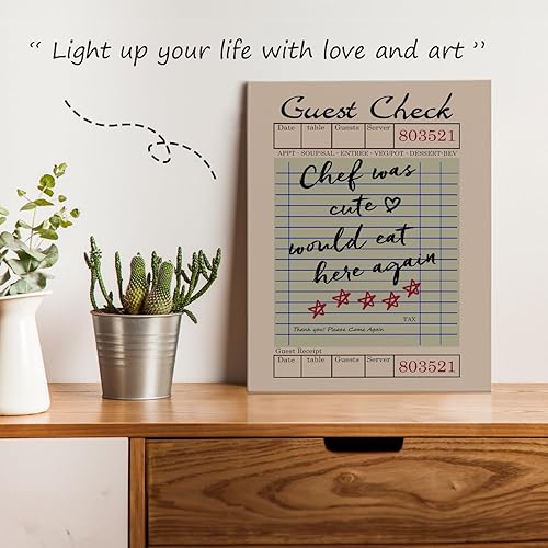 Miniatura 3 de APJYM Divertida decoración de cocina, moderno y retro chef era lindo would eat here again, lienzo de pared para cocina, comedor, restaurante,