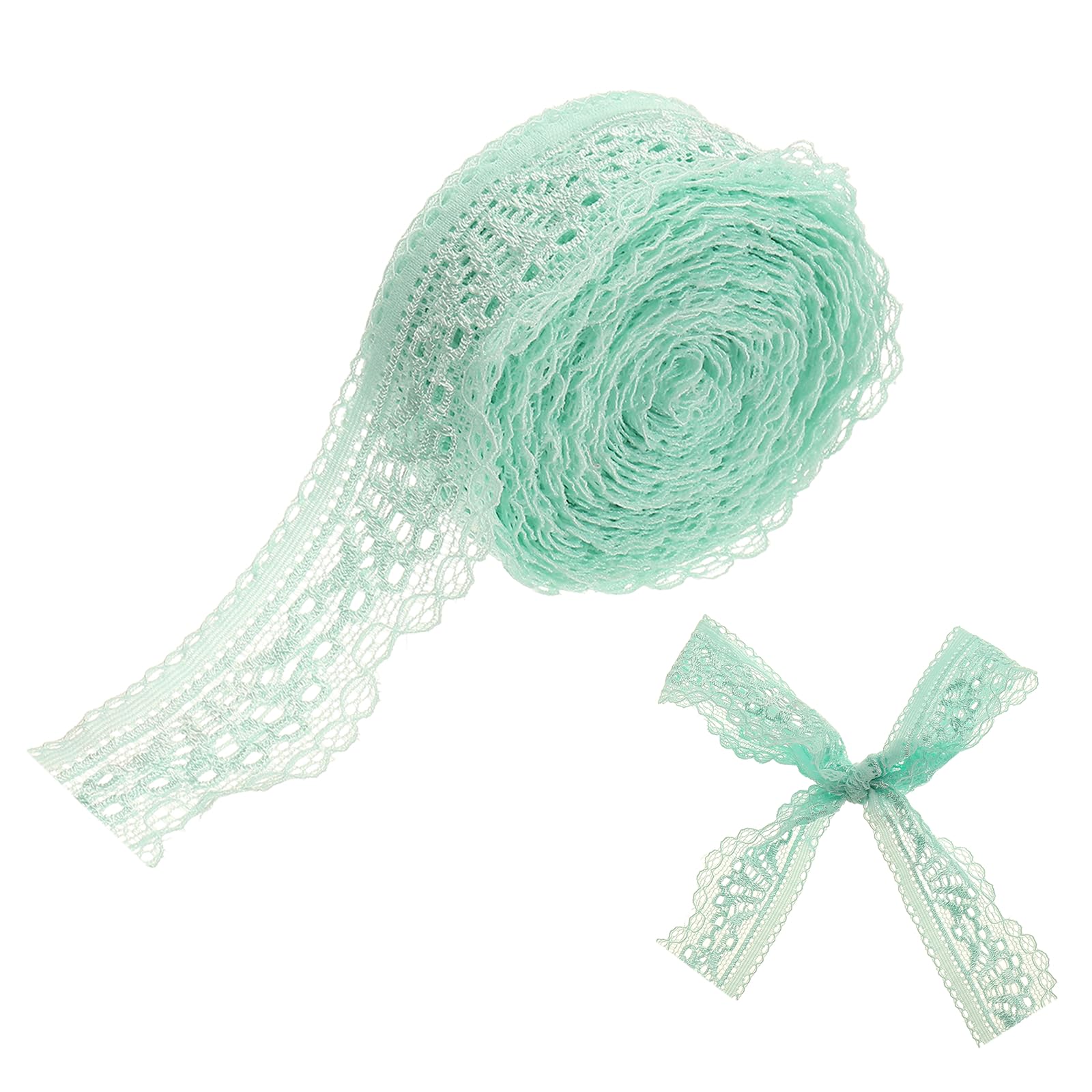 sourcing map Lace Trim, 5 Yards 1-1/2 Inch Vintage Lace Ribbons for DIY Sewing Craft Gift Package Decoration Wedding Headbands Light Green