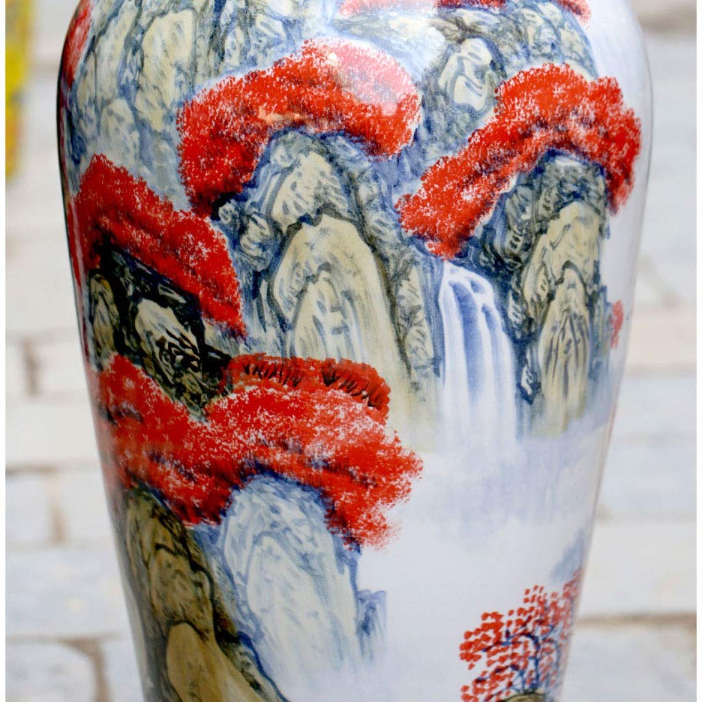 Amazon.co.jp: 花瓶 陶磁器の手描きの風景絵画大きい花瓶の家の