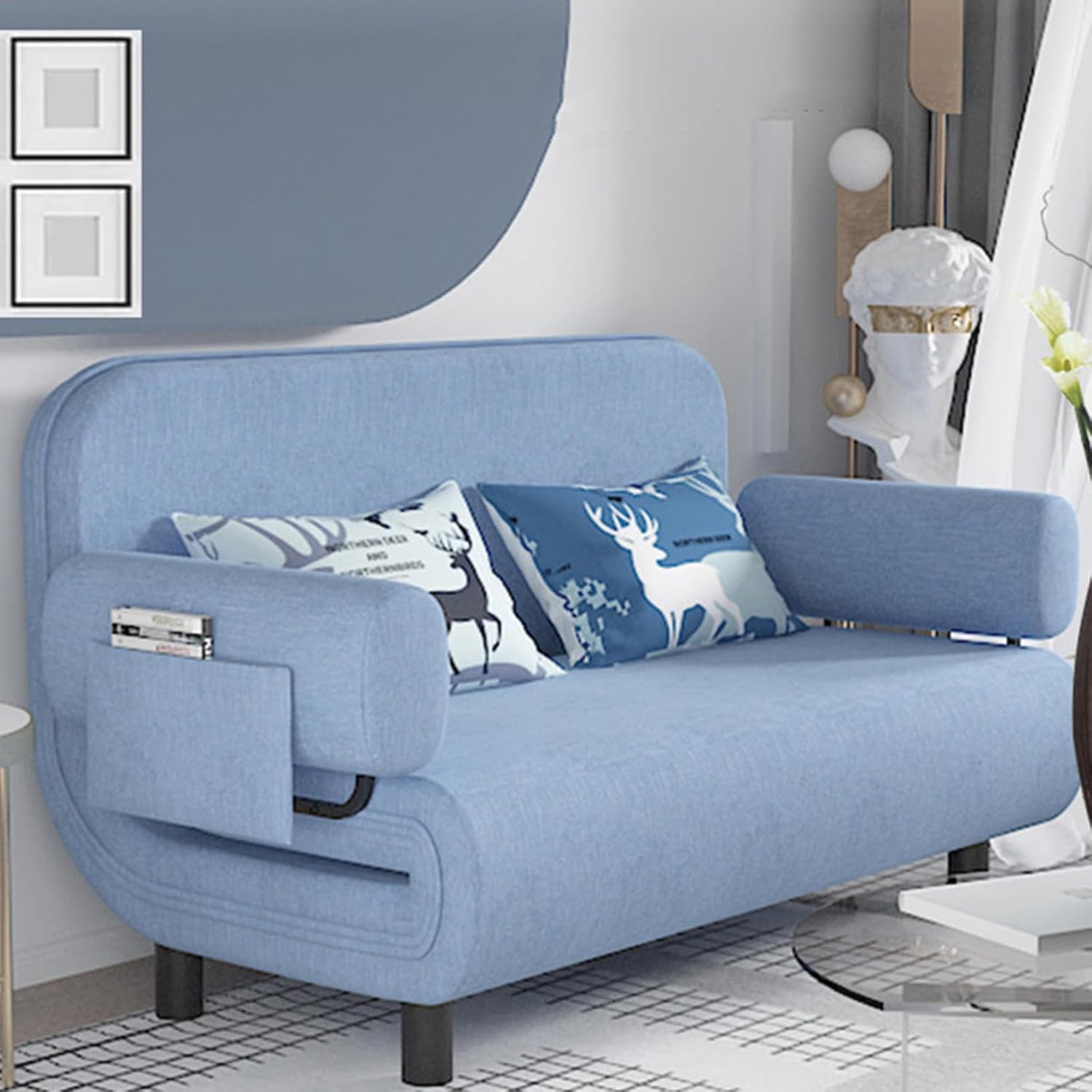 一人掛けソファ ファブリックチェア 水色 インテリア 122-331 ソファ