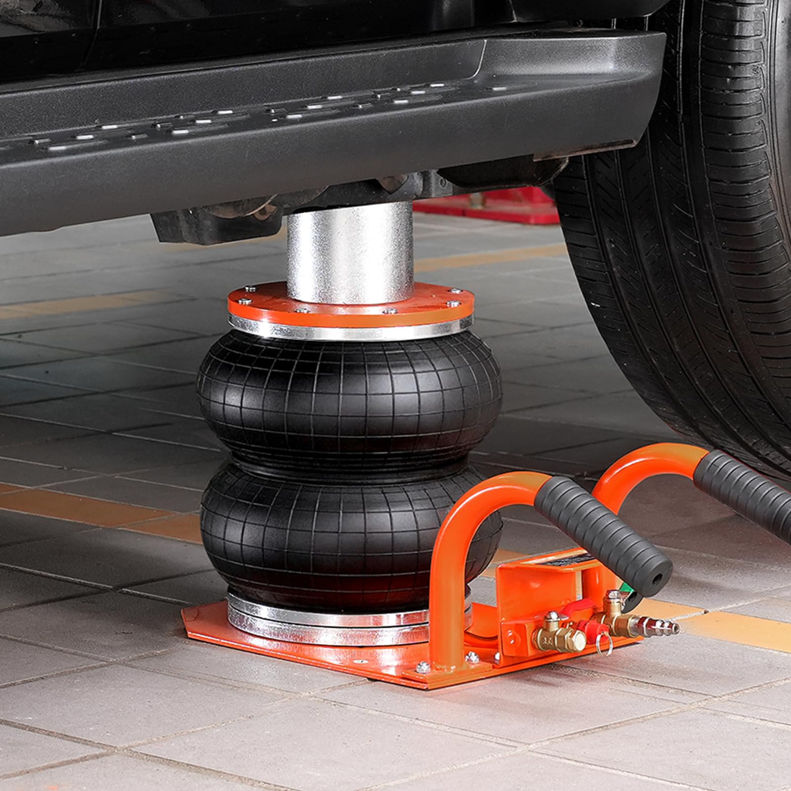 VEVOR Cric Pneumatique 3 tonnes, Cric de Levage Pneumatique avec Colonne Surélevée et 6 Tubes en Acier, Facile à Soulever et Compact, pour Berline, SUV, Camionnette, Réparation Automobile, Garage