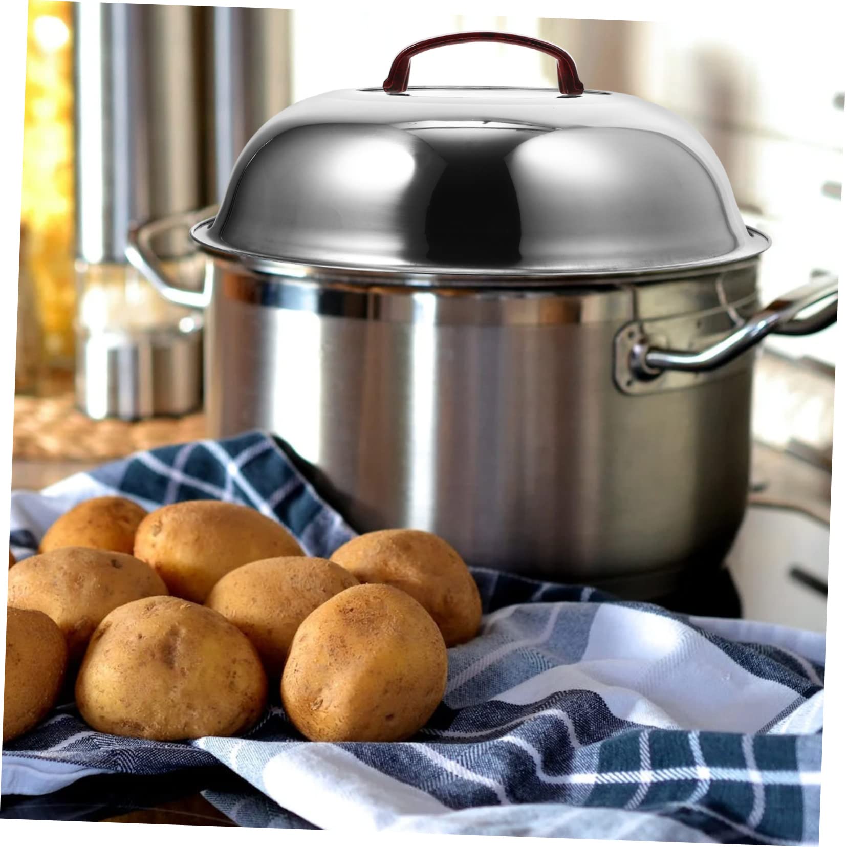 Mikinona Tapa De Olla De Acero Inoxidable Mango Tapa Redonda Para Sartén Cubierta Para Cocina Reutilizable y Fácil De Limpiar