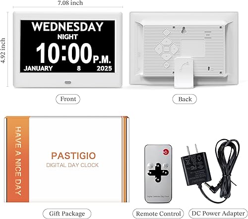 Miniatura 2 de 2025 NUEVO, Relojes Digitales, Reloj de Demencia de 7 Pulgadas con Fecha y Hora para Ancianos, Atenuación Automática, 12 Recordatorios y 6 Alarmas,