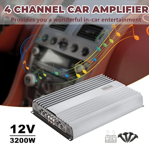 Amplificador de Auto 4 Canales 3200W 12V Potencia Audio Subwoofer miniatura 8