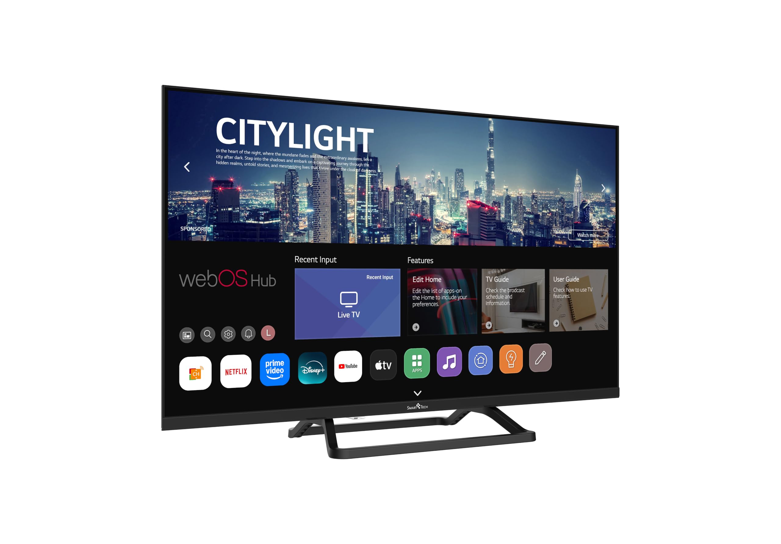 Smart Tech TV LED HD 32' (80 cm) Smart TV Web OS-32HW01V3- Molotov, Netflix, Prime Video, 3xHDMI - 2xUSB -Dolby Audio