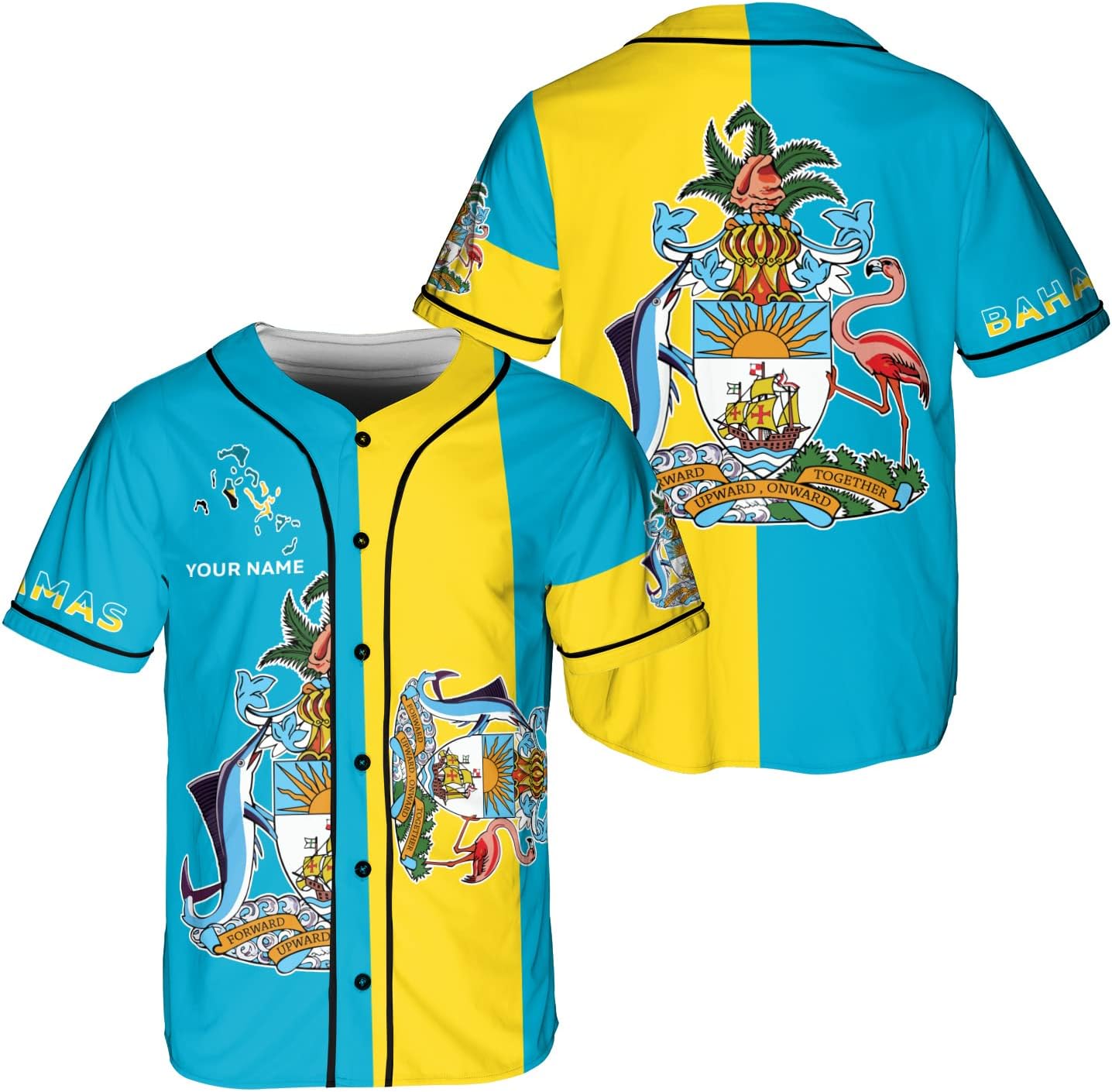 Podagree Personalized Bahamas Baseball Jersey Shirt Bahamas Pride Flag Bahamian Jersey Soccer for Men and Women