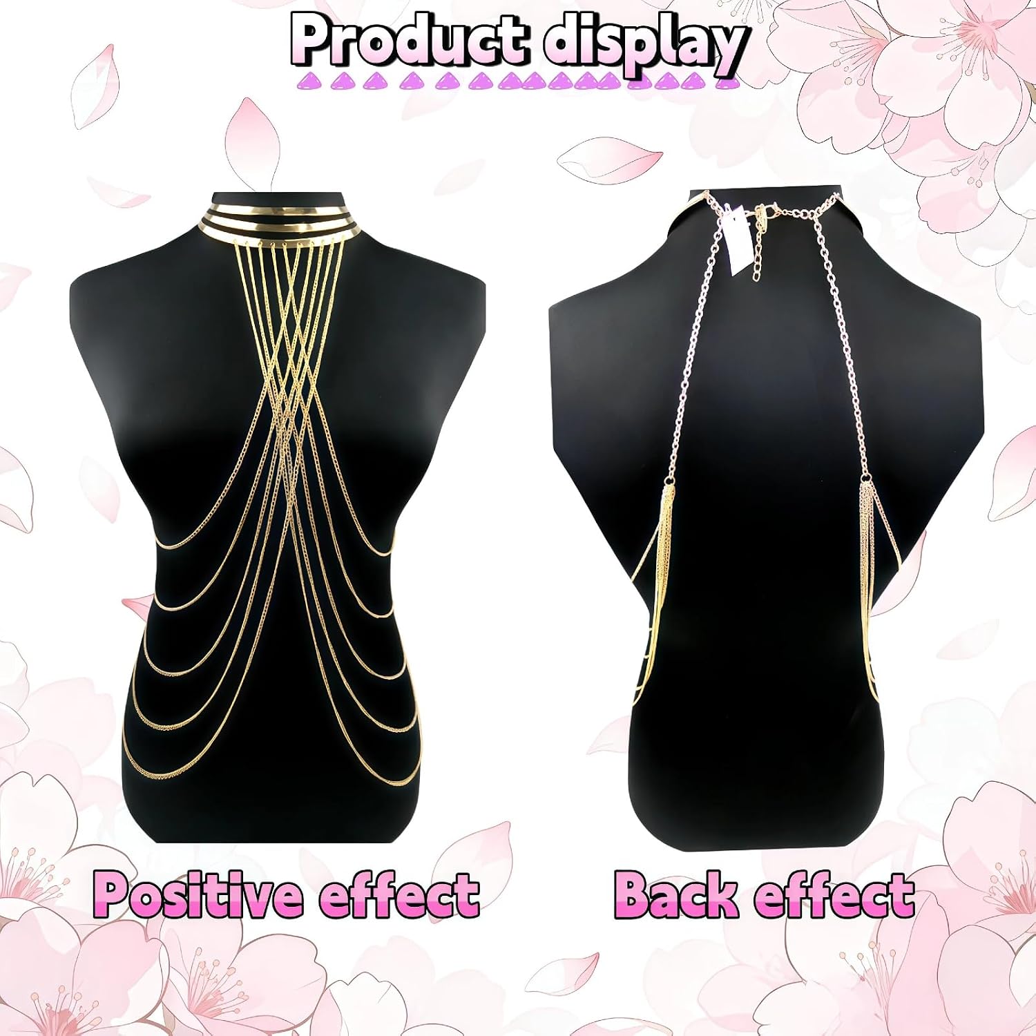 Multi-Layer Body Chain and Fashionable Navel Stud Set, Golden Shoulder Strap, Women's Body Jewelry, Suitable for Beach and Party Occasions