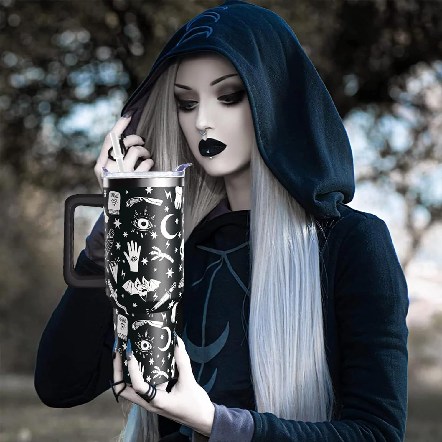 Amazon.com | qynspngs 40oz Horror Goth Tumbler with Handle