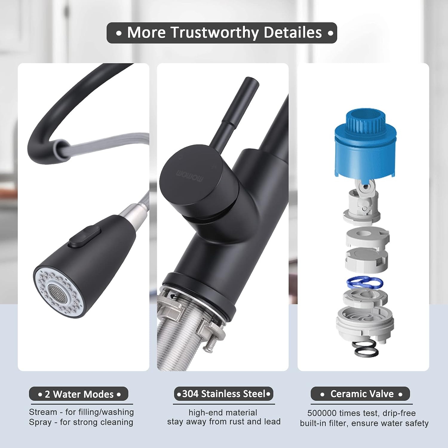 Gеt Dіѕсоunt 70% Prісе WOWOW Black Kitchen Faucet with Sprayer, Pull Down Kitchen Sink Faucet Lead-Free, Stainless Steel Single Handle Kitchen Faucets with Deck Plate, 360 Swivel High Arc Single Hole RV Kitchen Faucet