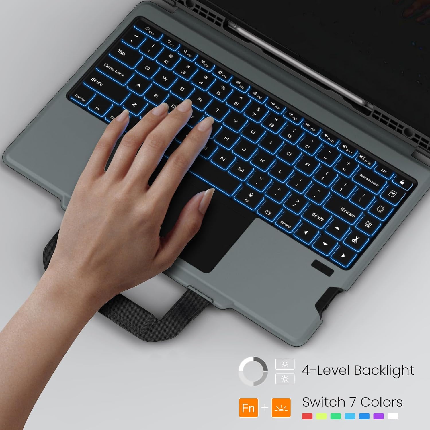 Nillkin for Samsung Galaxy Tab S10 Ultra Carry Go Portable Handle Detachable Keyboard Case with 7 Backlit, Kickstand, Trackpad, S Pen Holder, S9 Ultra 5G (14.6 inch)