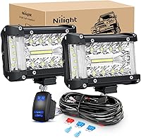 Vista 16 de Nilight 2 cápsulas de luz LED de triple fila de 4 pulgadas, 60 W, combo inundación punto, 6000 lm, 2 unidades, 6.5 pulgadas, 120 W, barra de luz