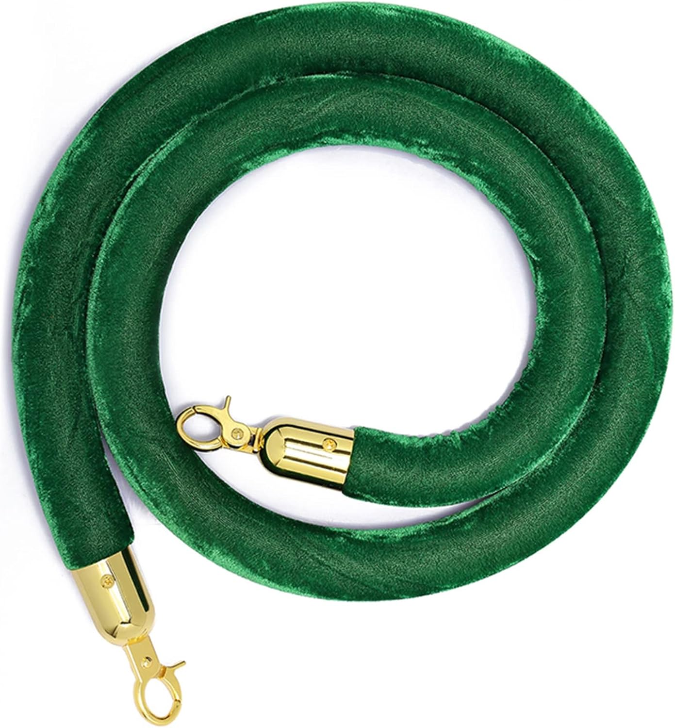Premium Velvet Rope Barrier, 8ft Green Crowd Control Rope with Silver Hooks for Stanchion Posts, Elegant Queue Barrier for Events, Parties, and Red Carpet Functions