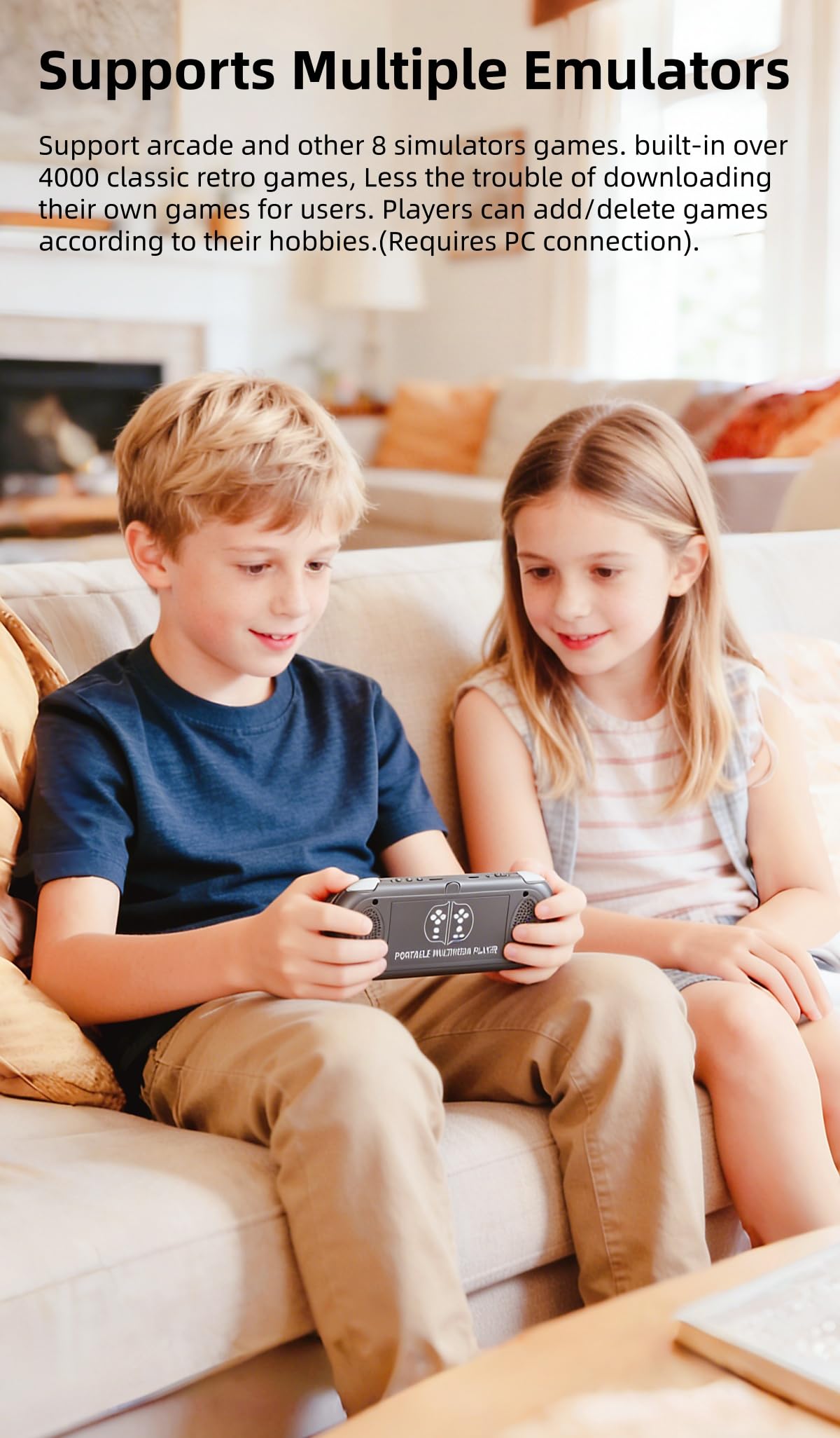 HLF Console per videogiochi multifunzione da 5,1 pollici integrata 4000 giochi retrò portatile supporto portatile Arcade MAME emulatore multiplo giochi archiviabili MP3/4 e-book uomini/bambini (nero)