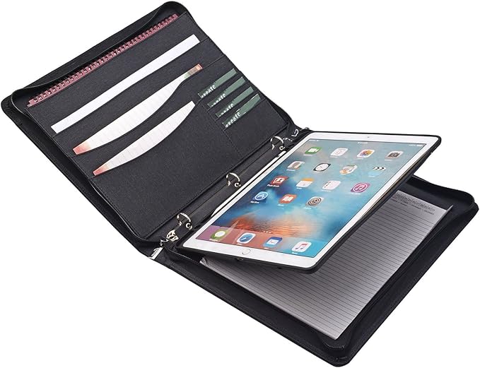 iCarryAlls Zipper Binder Portfolio with iPad Holder Notepad Holder, Organizer