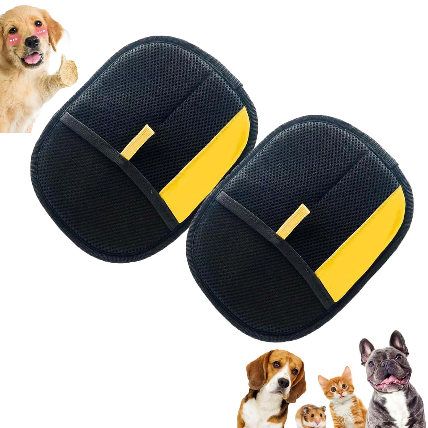 2025 New Efficient Grooming Gloves for Cats & Dogs, Reusable Pet Hair Remover Grooming Gloves for Dogs Cats, Washable Pet Hair Remover Glove for Bed Sheets Couch Clothes Carpet (2PCS)