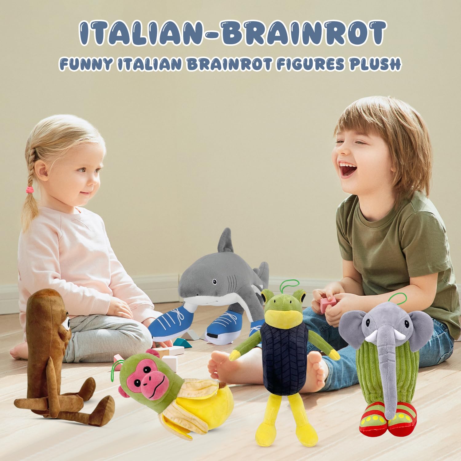 Tung Tung Tung Sahur Plush, Tralalero Peluche Italian Brainrot,Peluche Di Tralalero Tralala, Morbido Cuscino Peluche Forma Animale, It-alian B-rainrot Plush toy, Regali per Ragazzo Ragazza(Squalo)