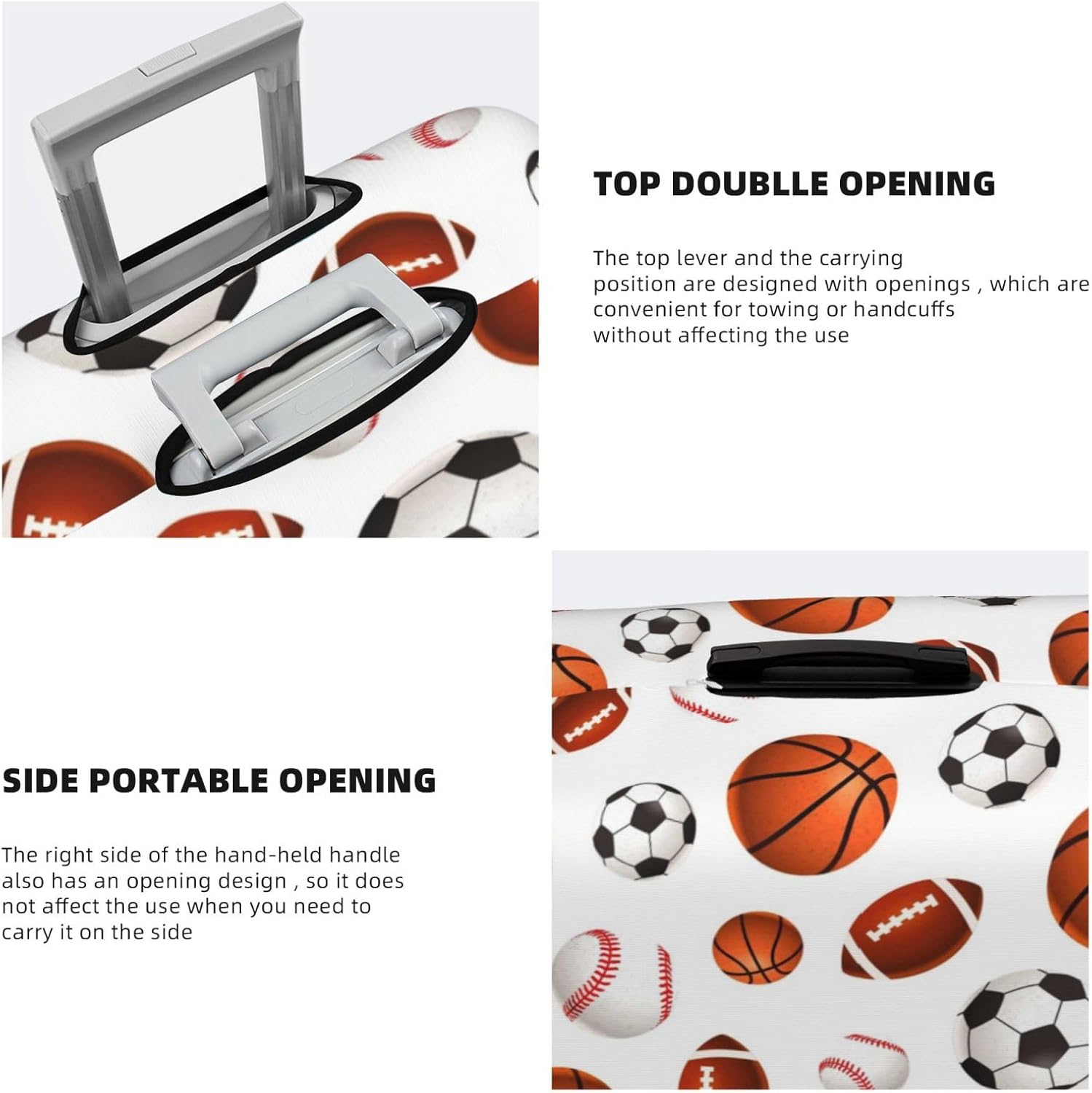 ADovz Soccer Basketball Travel Luggage Cover Washable Suitcase Cover Fashion Stretch Suitcase Protector Cover Anti-Scratch Baggage Covers Fits 18-21 Inch Luggage