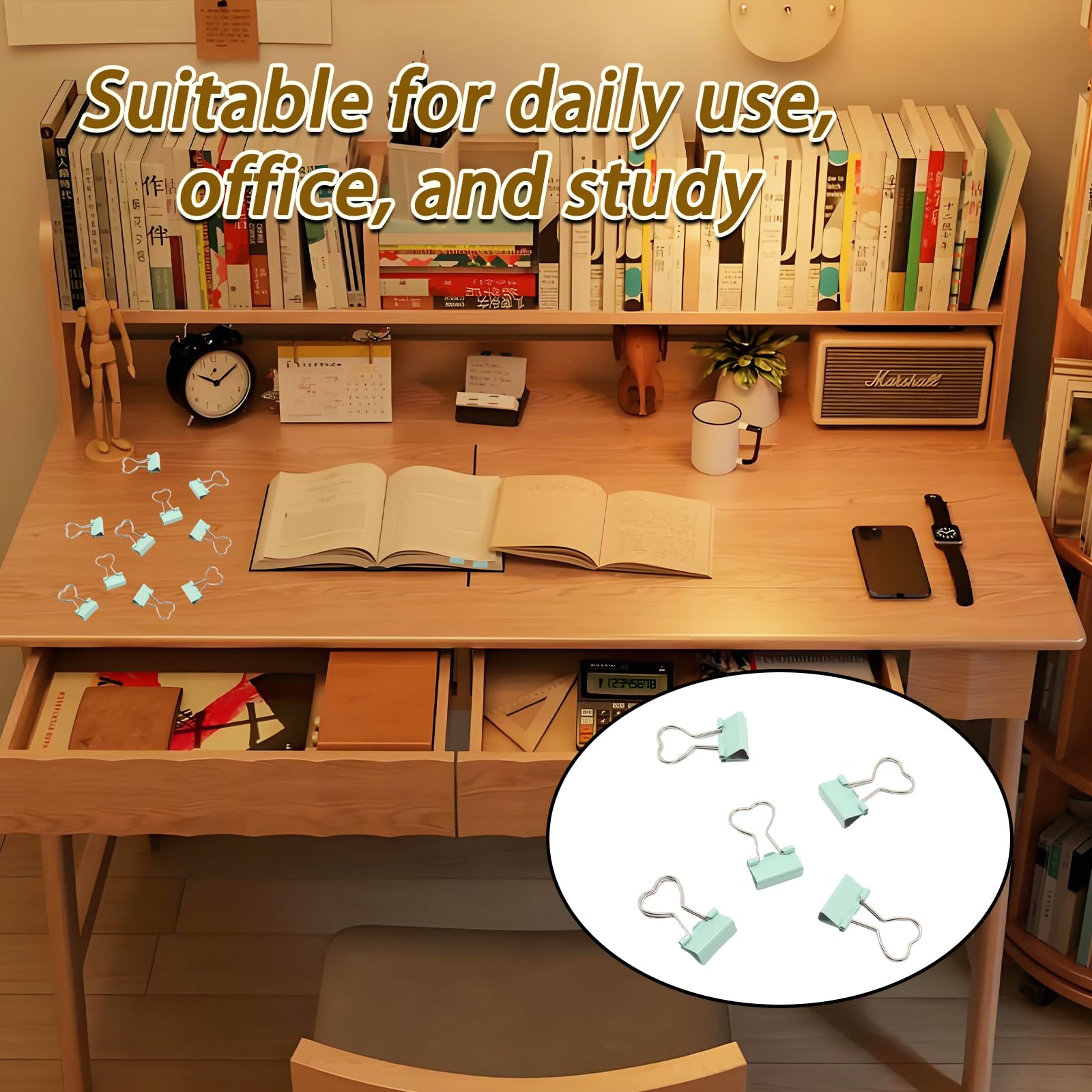 10 x grüne Binder-Clips, Herz-Aushöhlung, Metall-Clips, Notizen, Briefpapierklemmen, bunte Binder-Clips für Papierarbeiten, Zuhause, Bürobedarf (grün, kann 8 mm klemmen)