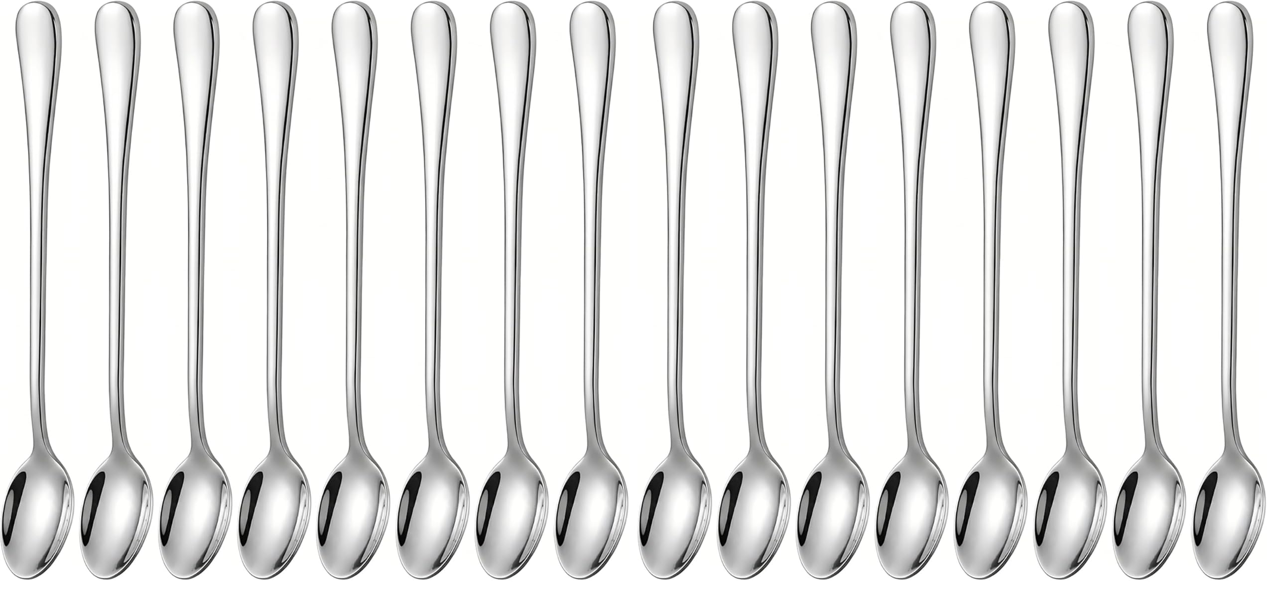 Long Handle Iced Tea Spoons, 7.9" 18/10 Stainless Steel Cocktail Stirring Spoons with Thickened Ergonomic Handle, Tall Coffee &amp; Latte Stirrers, Dessert Spoon Set, Dishwasher Safe 8-Piece (Pack of 2)