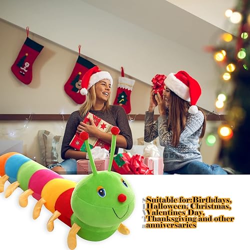 Miniatura 6 de Peluche de oruga de 31.5 pulgadas, almohada gigante colorida de oruga para regalo