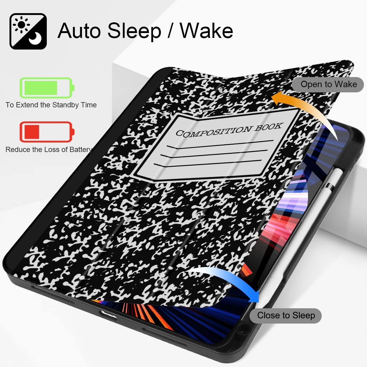 Tuiklol for iPad Pro 13 inch 2025 2024 Release M5/M4 Chip - Built in Pencil Holder Ultra Retina Slim Protective Stand Back Cover with Smart Trifold Stand Auto Wake/Sleep, Black Book