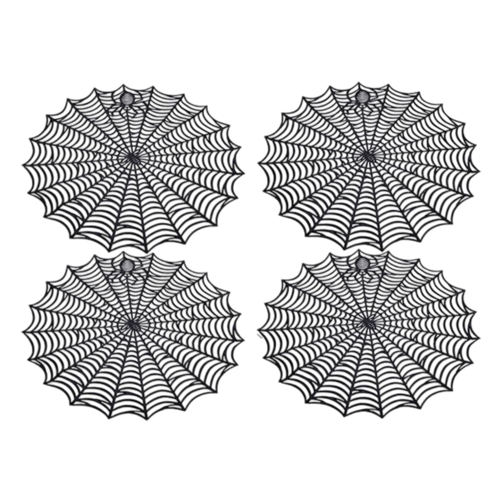 Qusinfc Ghostly Web Print PVC Placemats Easy Cleaning Fronts Halloween Kitchens Decorations for Festival Gatherings and Event Efficient Spiders Web Themed Placemats