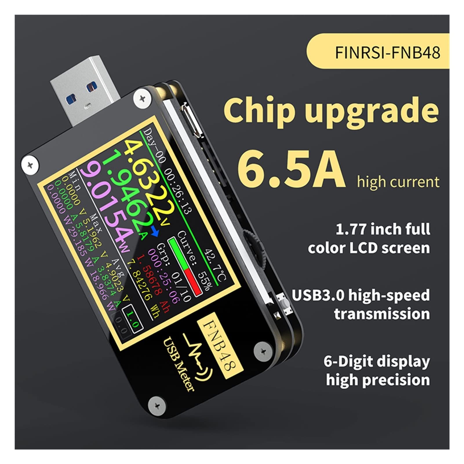 USB Tester-Voltmeter-Amperometerstrom-Voltmeter Qc4 + pd3.0 2.0 pps Fast Charging Protocol-Kapazitätstest(Without Bluetooth)