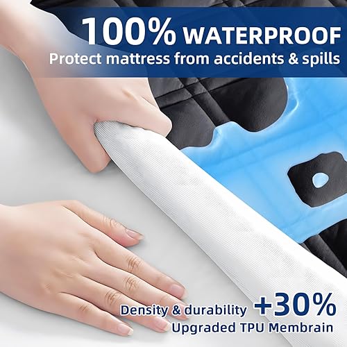 Miniatura 3 de Protector de colchón King, transpirable, impermeable, con bolsillo profundo ajustable de 8 a 21 pulgadas, funda de colchón suave sin ruido, lavable