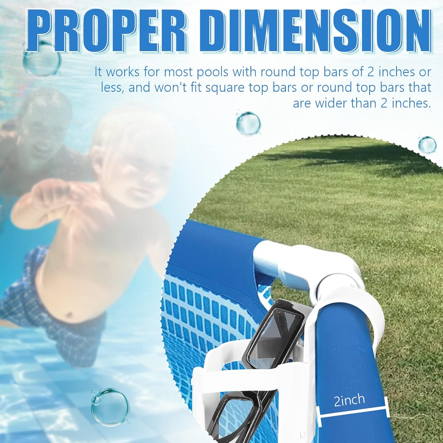 Nuogo 6 Pieces Poolside Cup Holder White for Above Ground Pools Cup Holder for Drinks Pool Fits 2 Inch or Less Round Top Bar