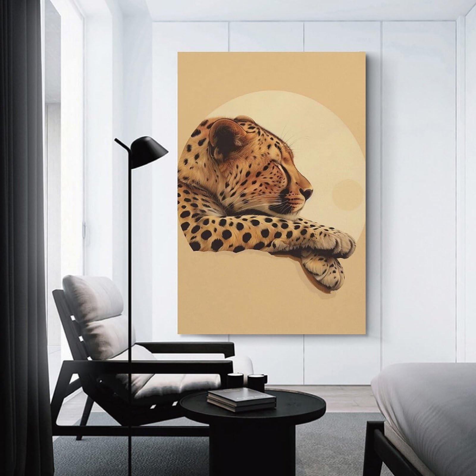 Junmoney Unframe-Style-17 Sleeping Cheetah Home Decor Wall Art 24X36inch(60X90cm), For Lounge, Study, Hallway Or Flat Walls, Stylish Home Artwork For Focal Walls