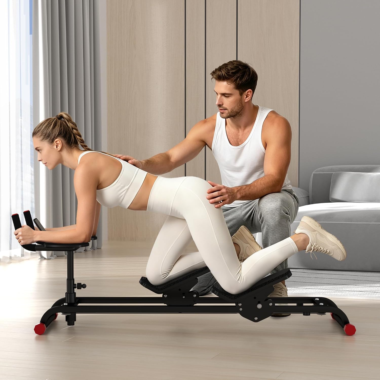 Ab Machine, Spine Twist and Stretch Trainer, Extended Track Ab Trainer Machine, Low-Impact Home Gym Workout Equipment for Waist Toning, Leg Stretchin Core Activation Abdominal Trainer