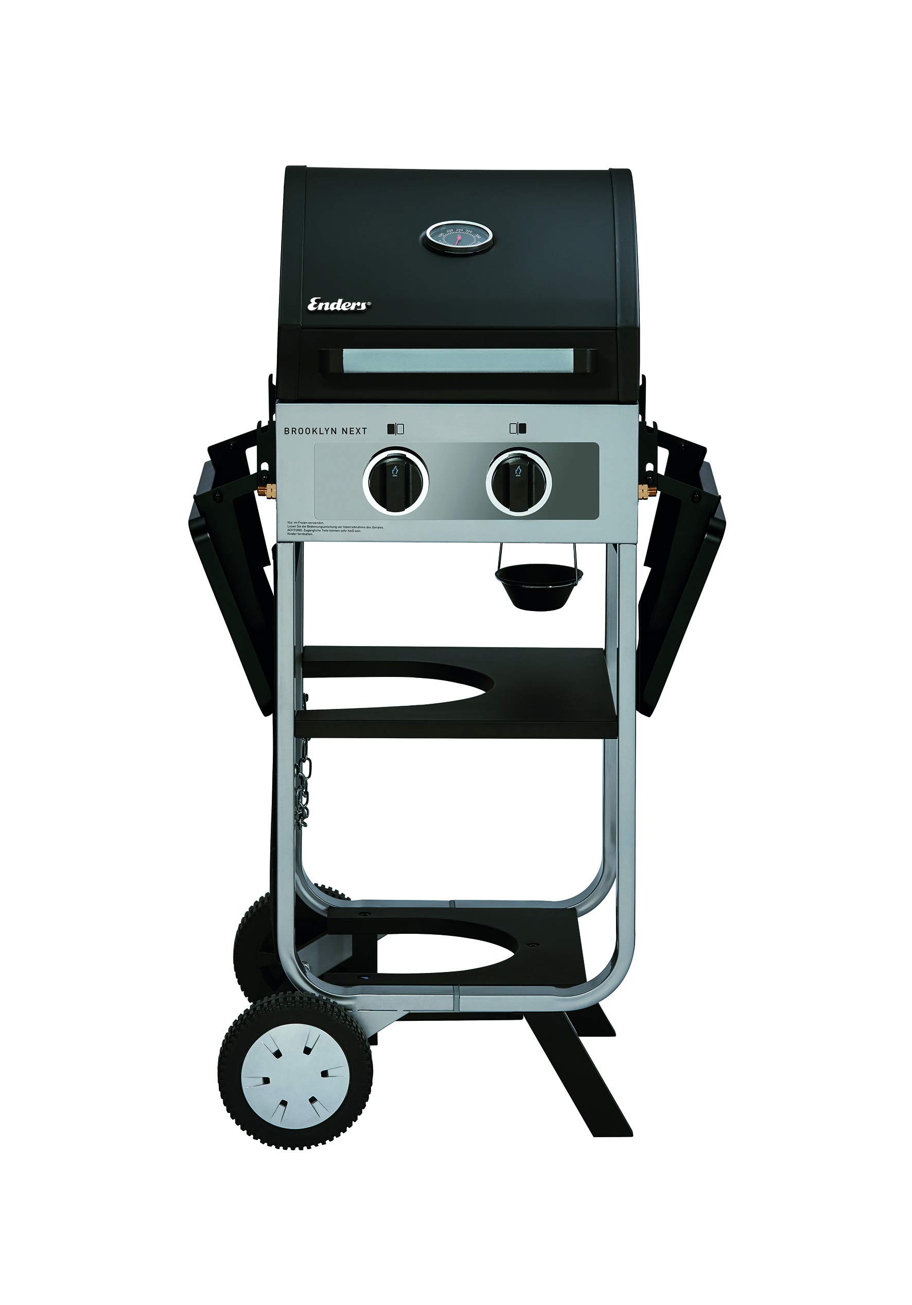 Enders Gas Grill Brooklyn Next 2 - Pequeño - 2 Fuegos de Acero Inoxidable - con termómetro y portabotellas - Placa de Acero Inoxidable - para balcón y Exterior #86456