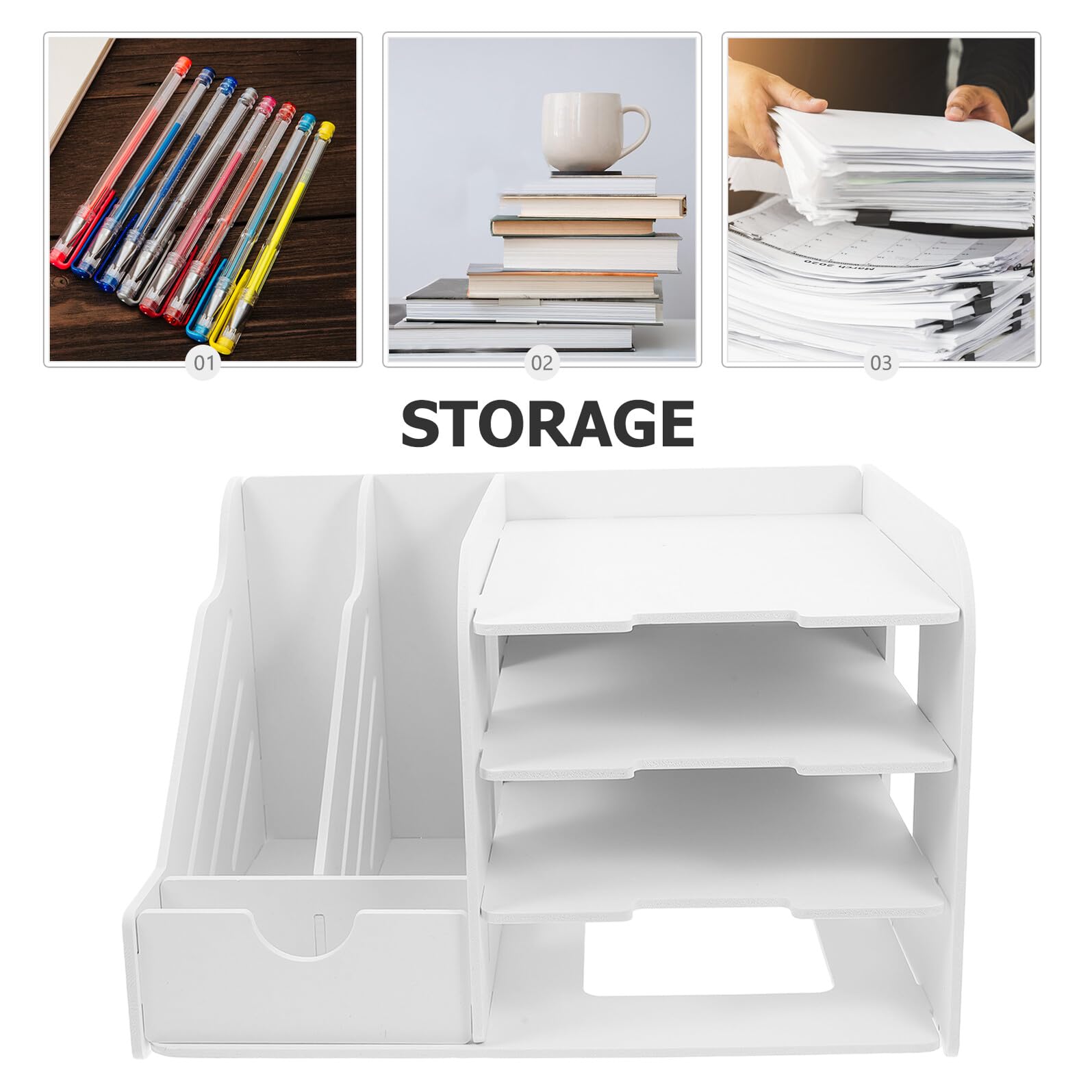 Raccoglitore da scrivania in PVC con lati aperti, salvaspazio, per un facile accesso, soluzione di archiviazione per ufficio e casa, ideale per donne e professionisti